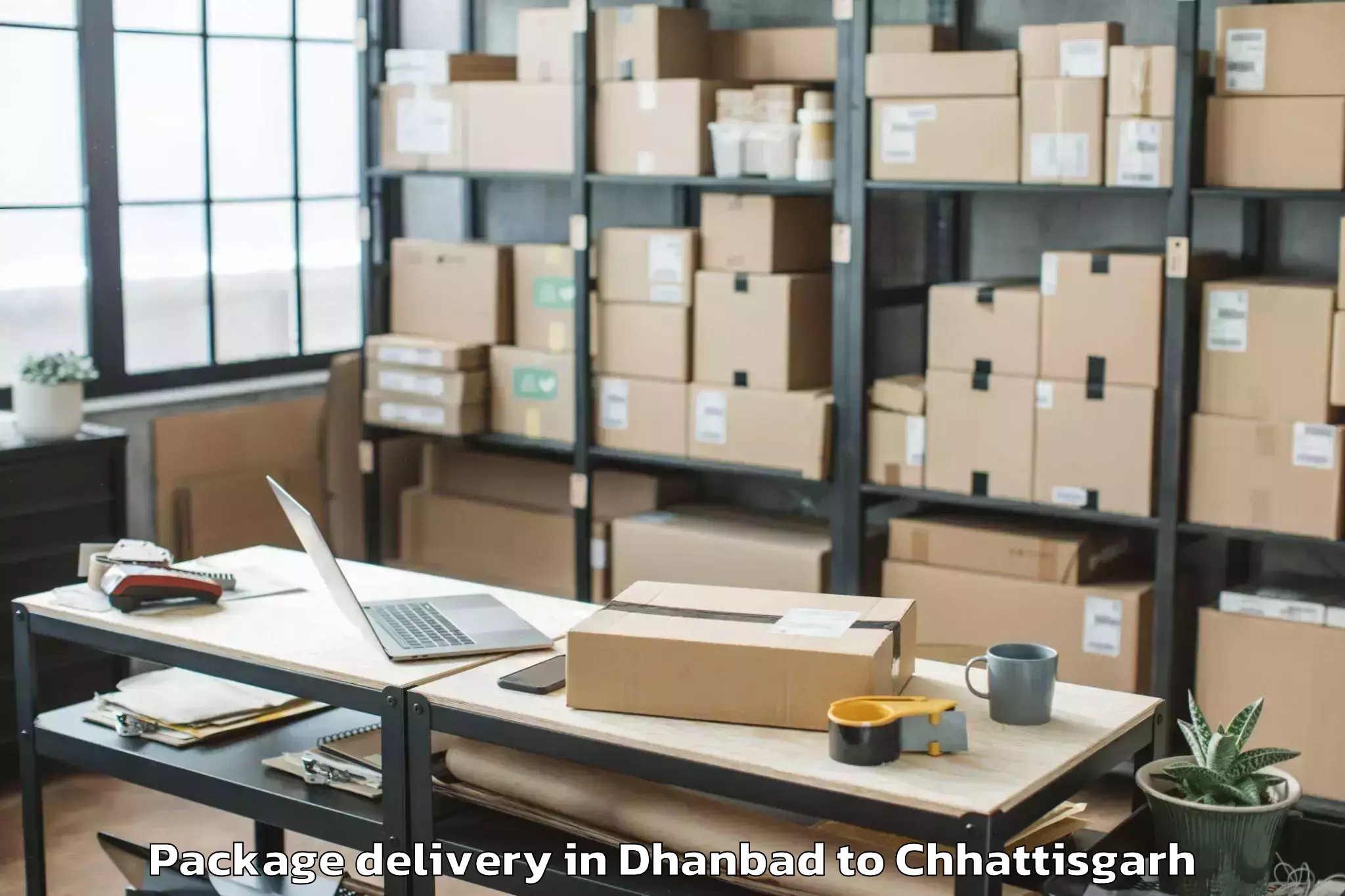 Easy Dhanbad to Bhairamgarh Package Delivery Booking